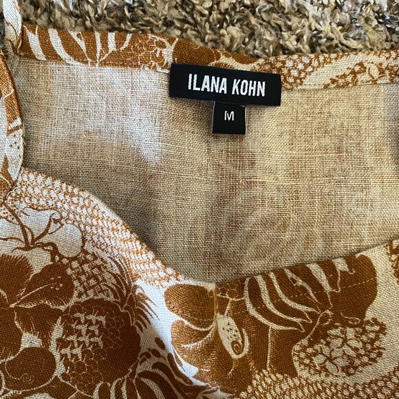 NWOT Ilana Kohn Clara Slip Dress Linen Pineapple Print - Picture 3 of 4